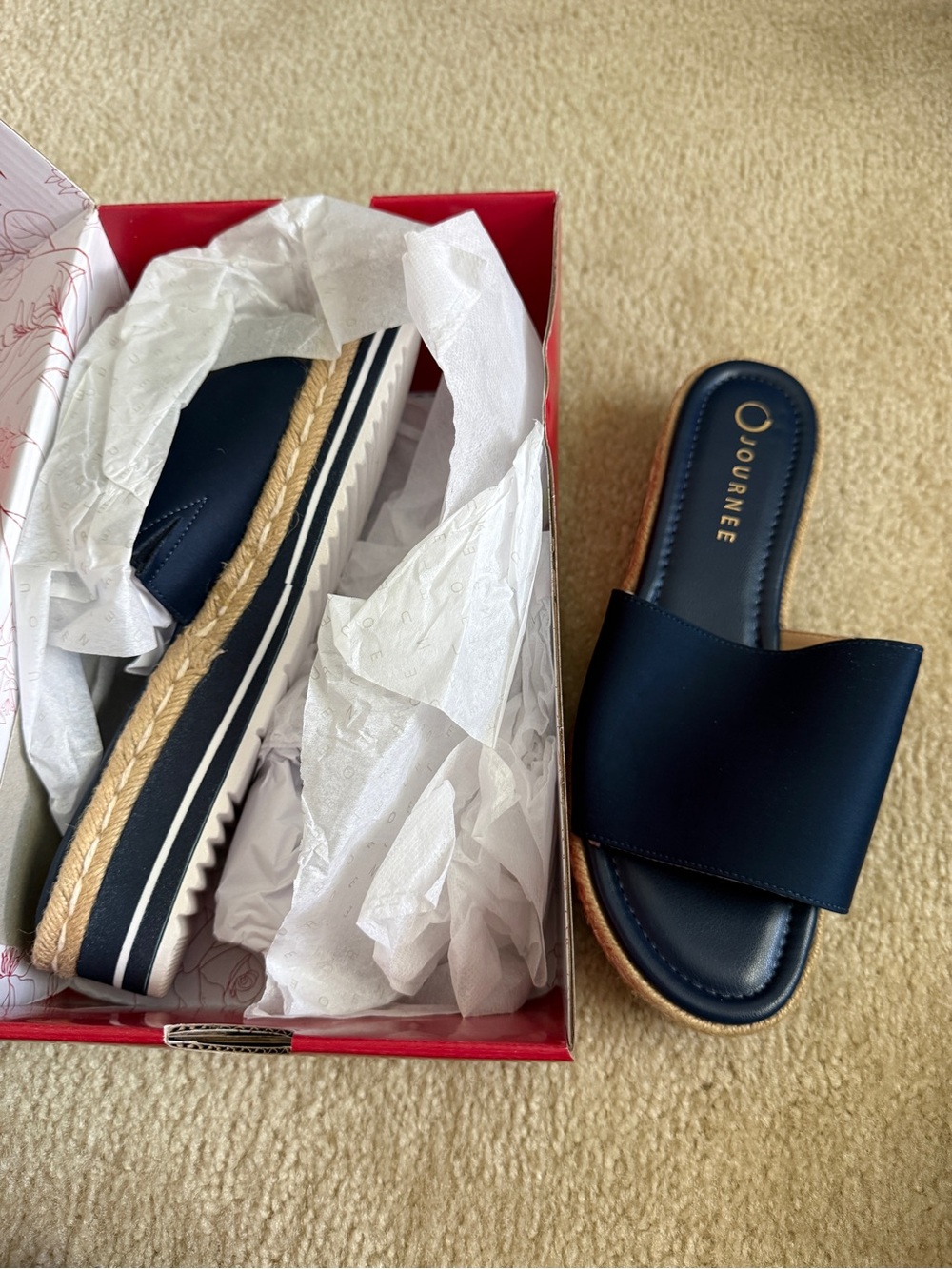 Journee Collection Navy Slide Espadrille Sandals